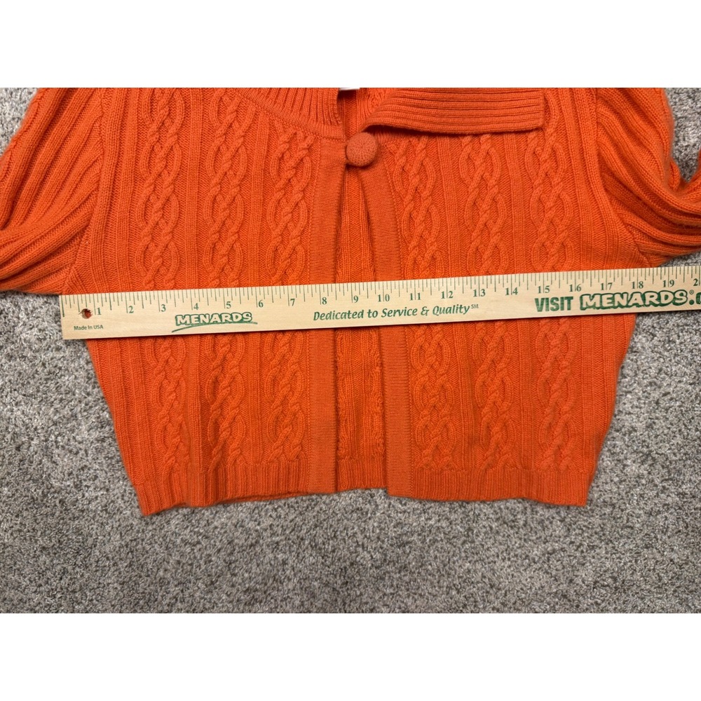St. John Cardigan Cashmere Small Orange Cable Knit Cropped Collared Sweater - Picture 7 of 8